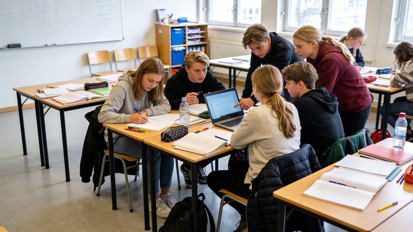 Elever som arbetar med matematik i klassrummet
