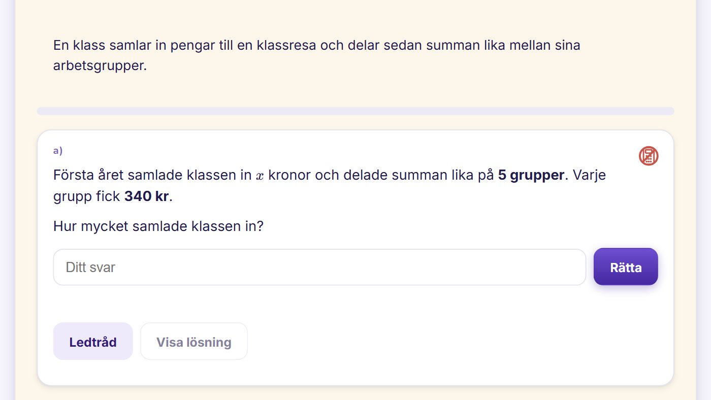 Utmaning i en riktig Smatte-lektion, Ekvationer med nämnare · Matte 1b