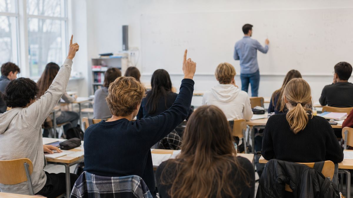 Klassrum med lärare och elever